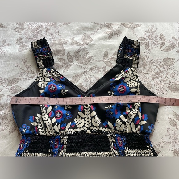 Rampage Satin Floral Shirred Babydoll Peplum Top Small Y2K Office Siren Fairy - Picture 8 of 9